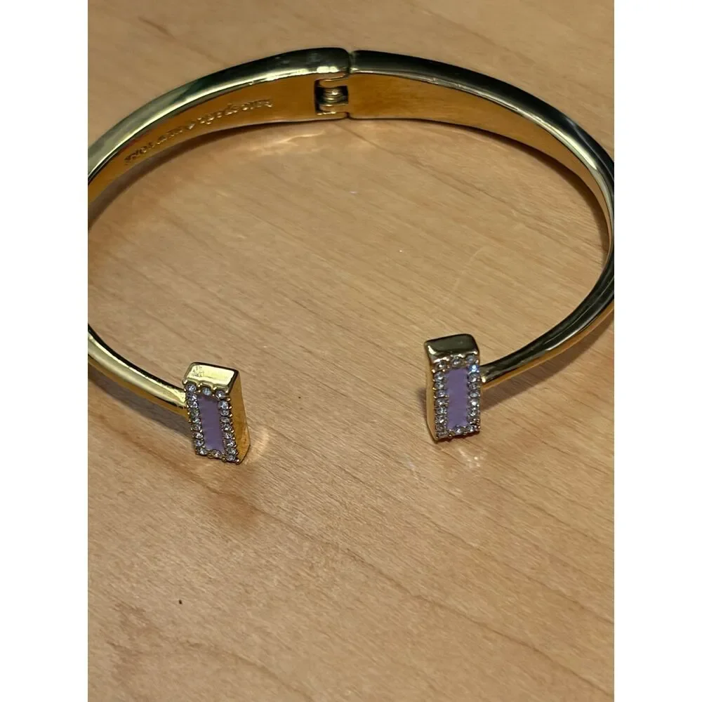 Kate Spade New York Lavender Enamel Raising The Bar Pave Bangle Bracelet EUC - Picture 2 of 8